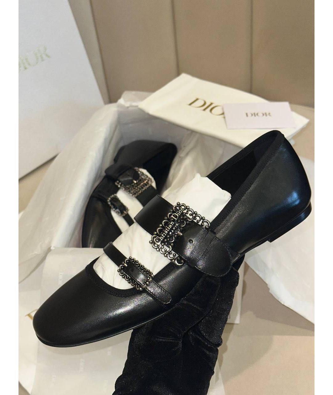CHRISTIAN DIOR Черные кожаные балетки, фото 5