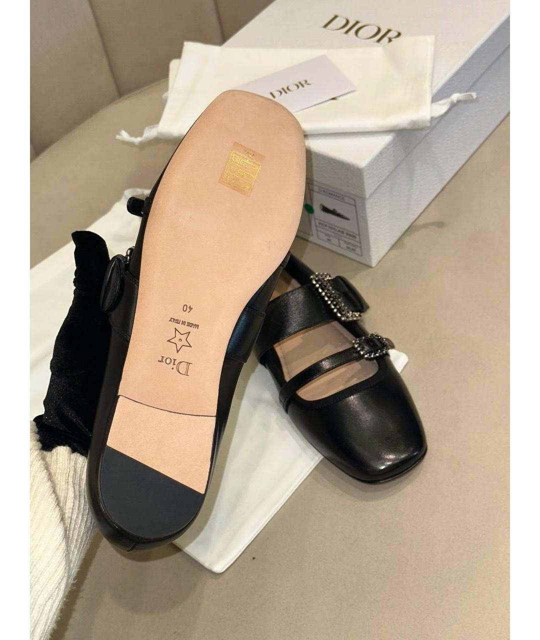 CHRISTIAN DIOR Черные кожаные балетки, фото 3