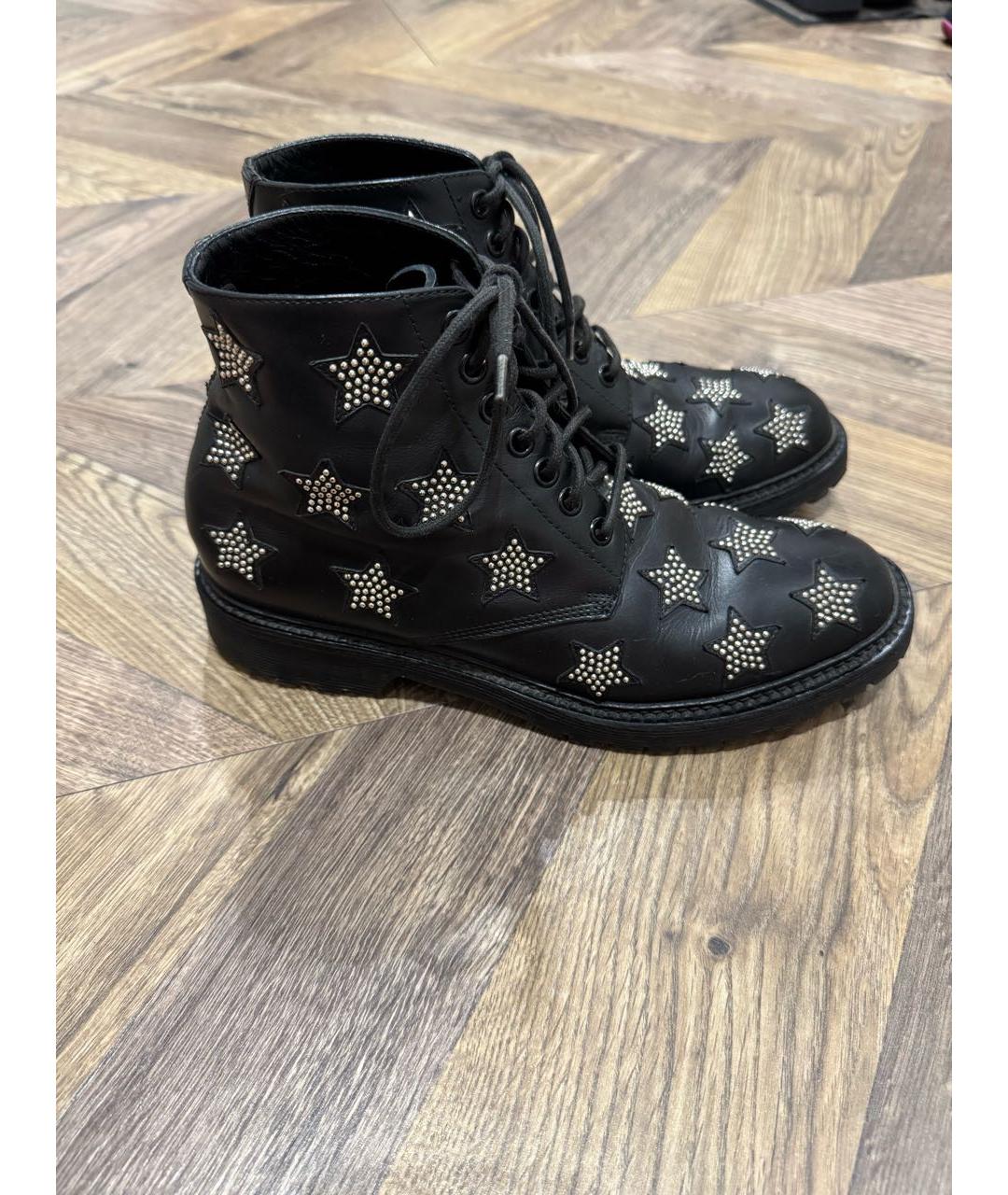 SAINT LAURENT Черные кожаные ботинки, фото 2