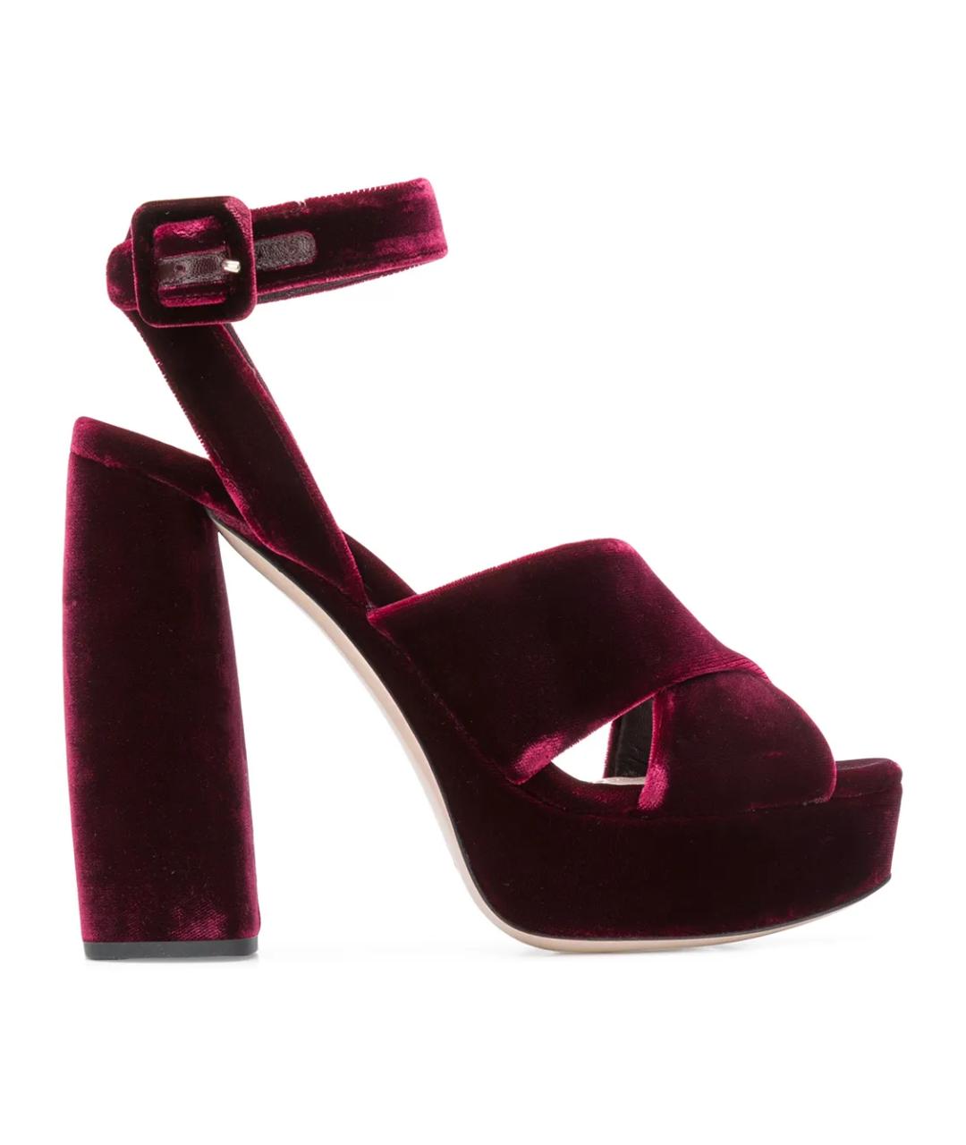 SAINT LAURENT Бордовые босоножки, фото 1