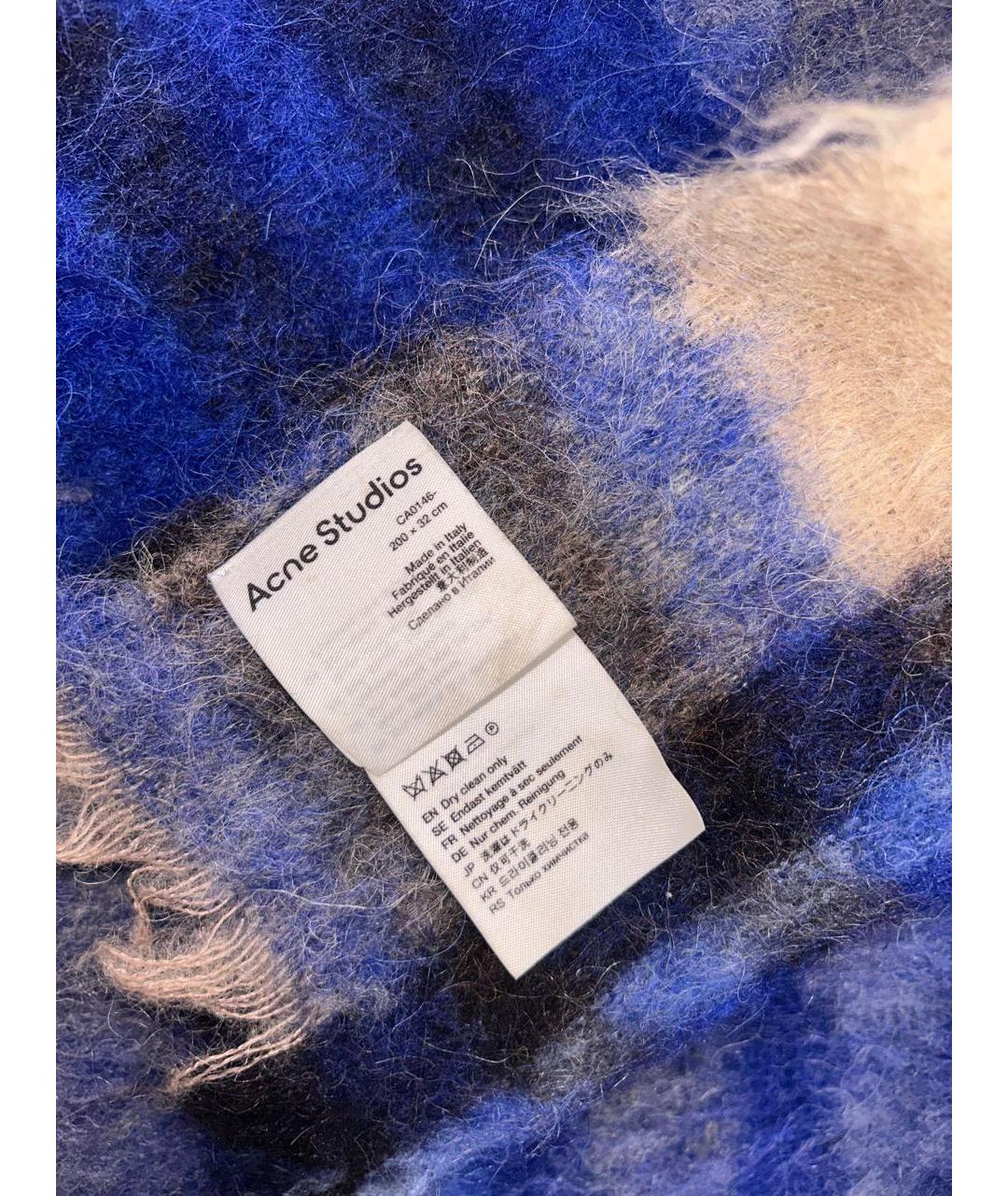 ACNE STUDIOS Темно-синий шерстяной шарф, фото 3