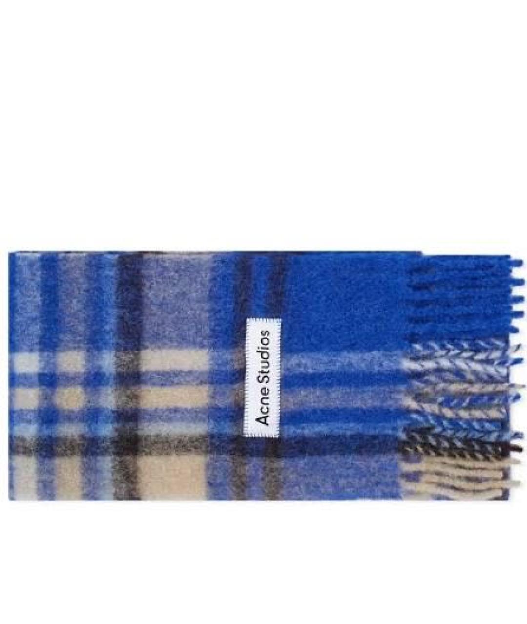 ACNE STUDIOS Темно-синий шерстяной шарф, фото 1