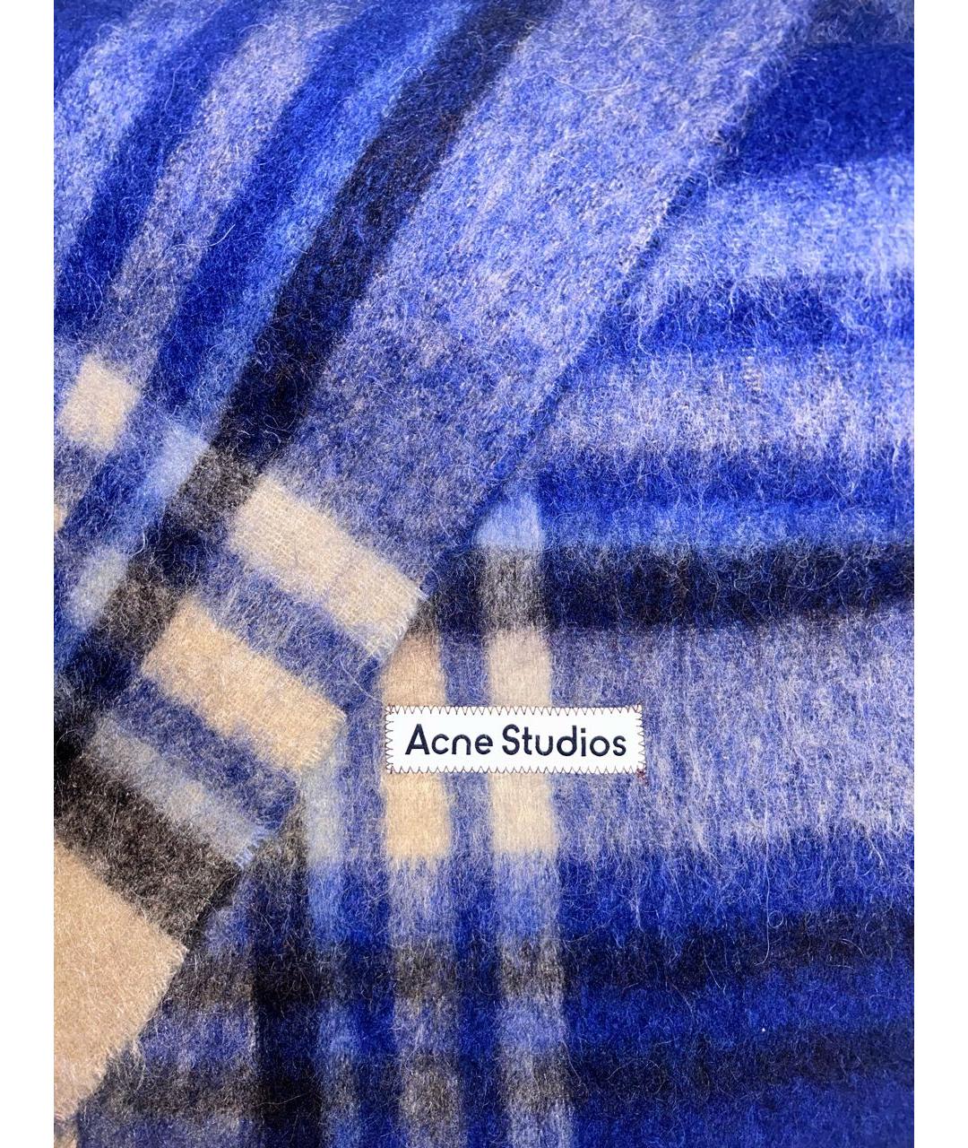 ACNE STUDIOS Темно-синий шерстяной шарф, фото 2