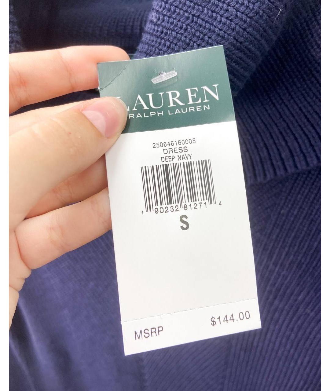 RALPH LAUREN Темно-синее шерстяное повседневное платье, фото 3