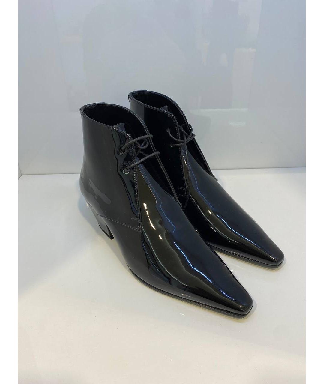 SAINT LAURENT Черные ботинки из лакированной кожи, фото 2