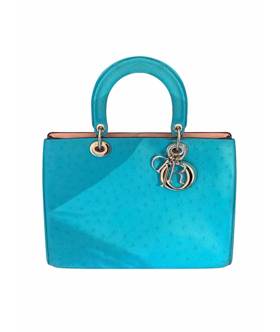 CHRISTIAN DIOR Бирюзовая сумка тоут из экзотической кожи, фото 1