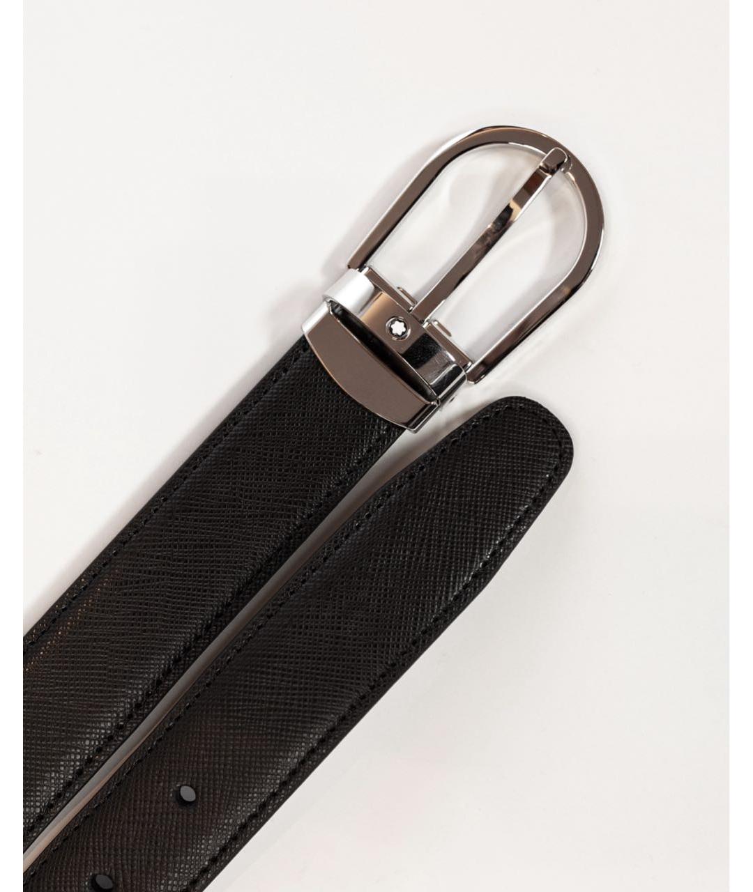 MONTBLANC Черный кожаный ремень, фото 4