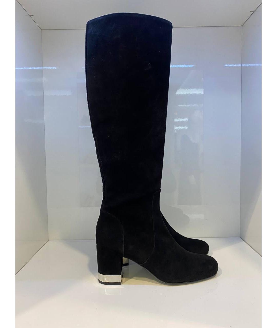 SAINT LAURENT Черные замшевые сапоги, фото 3