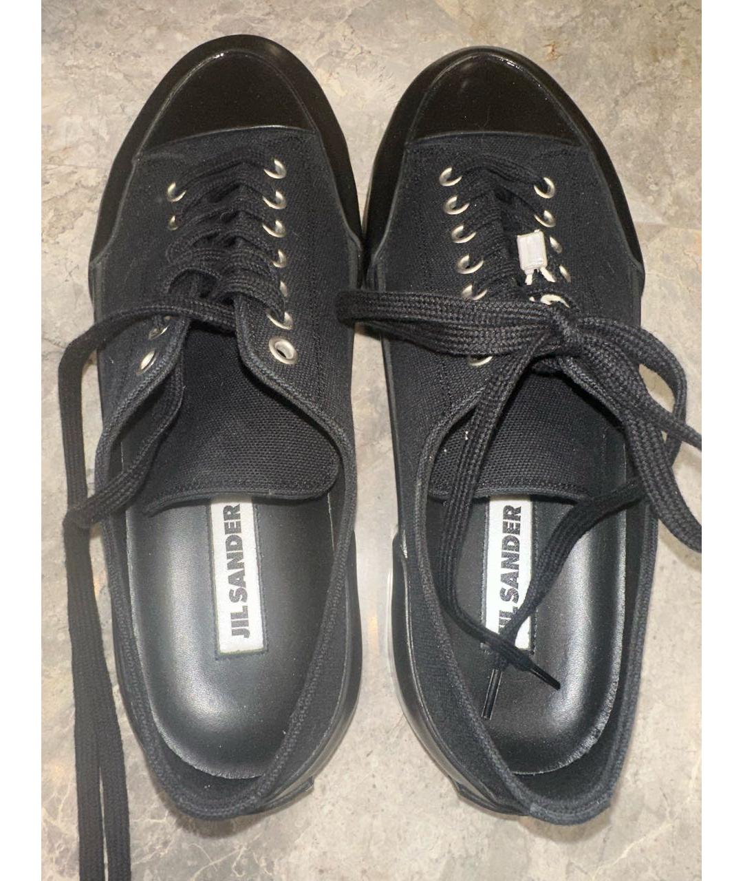 JIL SANDER Черные текстильные низкие кроссовки / кеды, фото 3