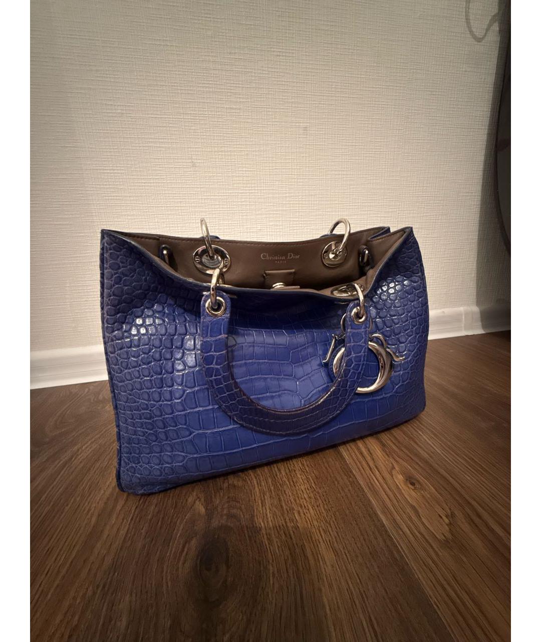 CHRISTIAN DIOR Синяя сумка тоут из экзотической кожи, фото 2