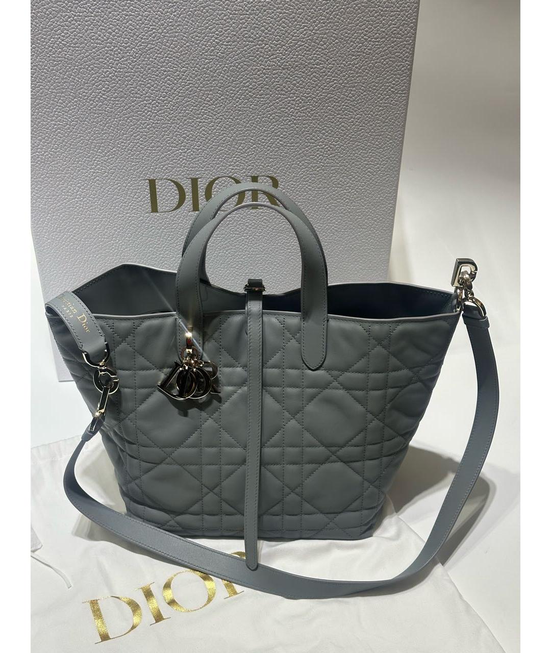 CHRISTIAN DIOR Серая кожаная сумка с короткими ручками, фото 2