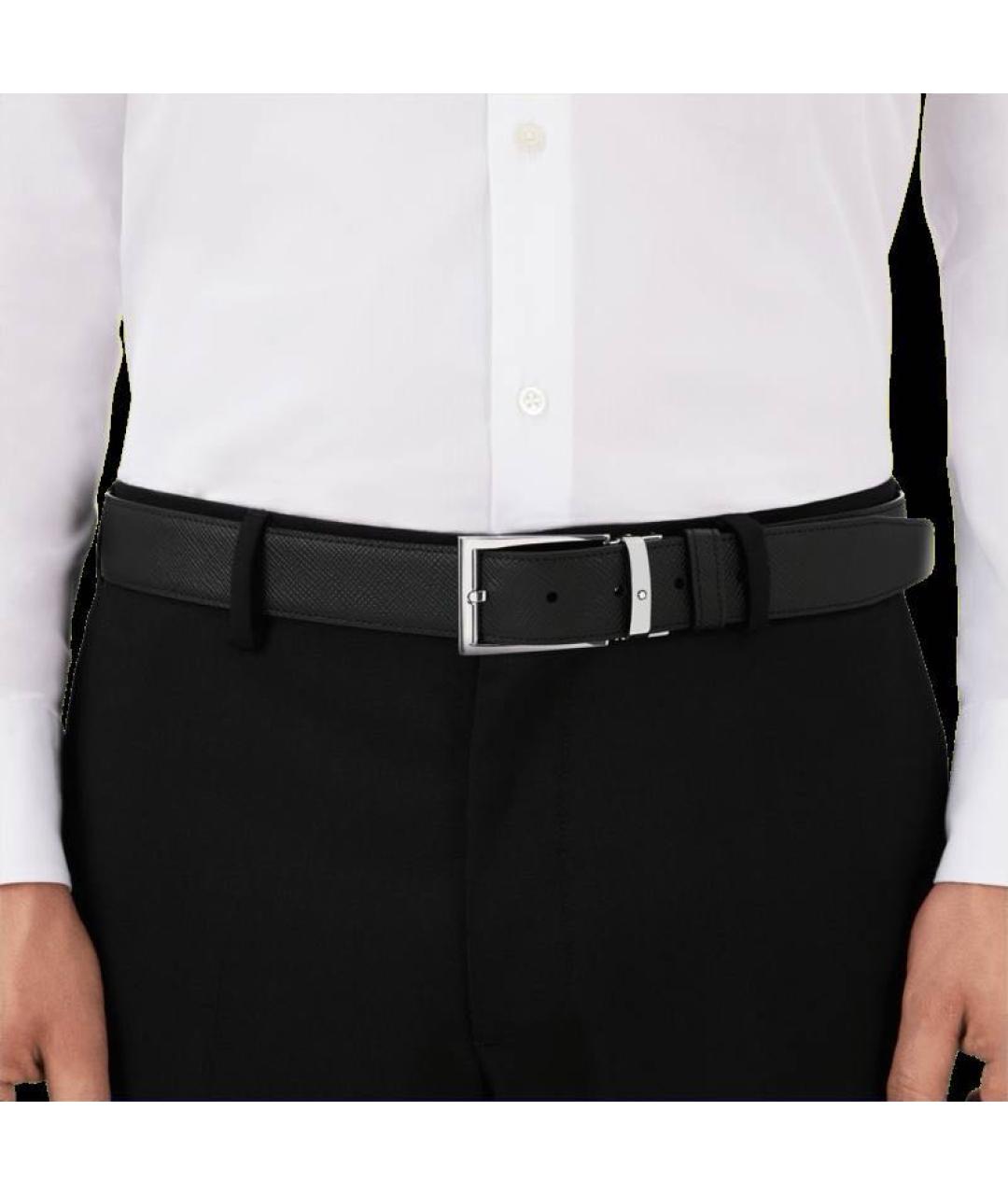 MONTBLANC Черный кожаный ремень, фото 5