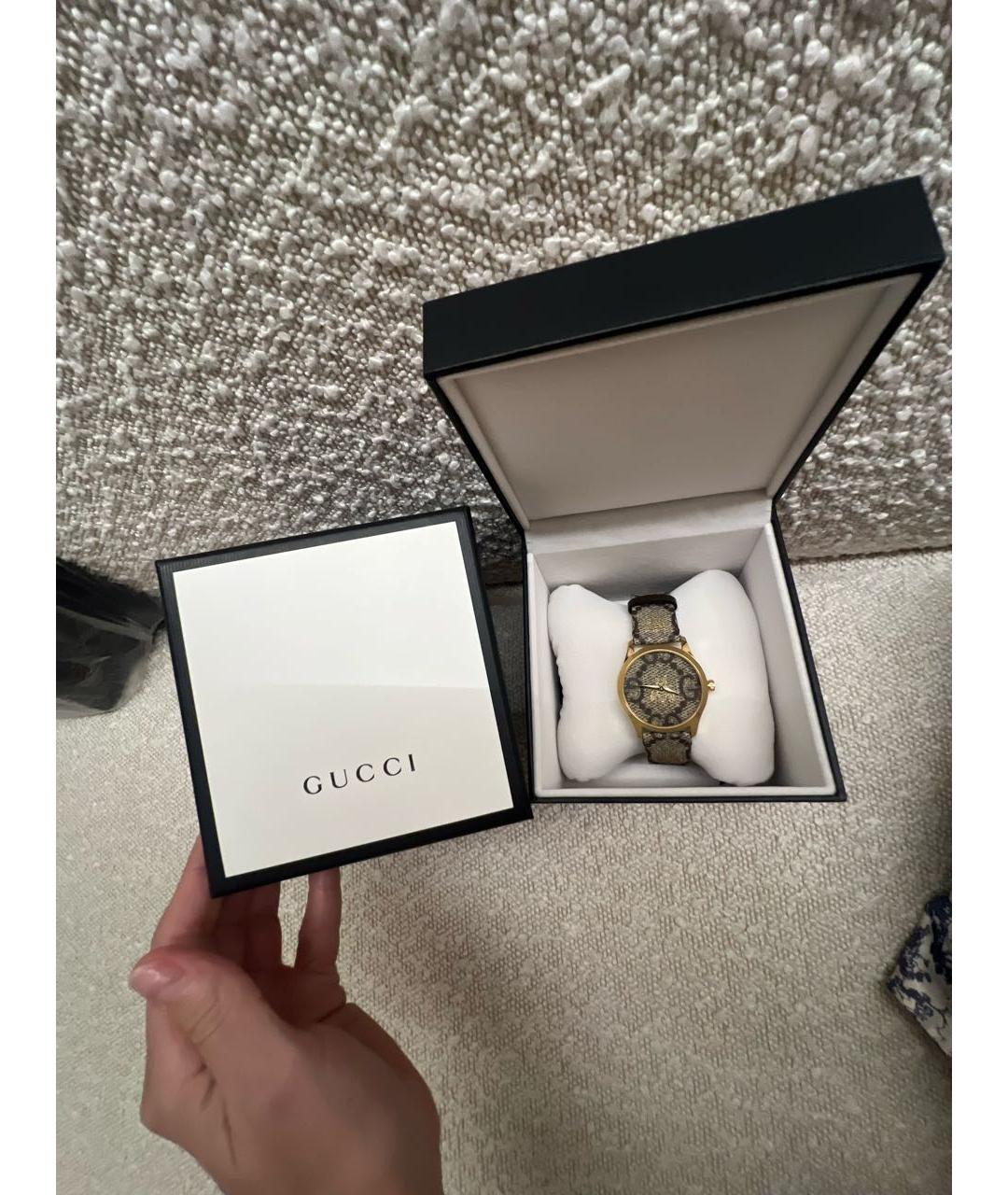 GUCCI Золотые кожаные часы, фото 4