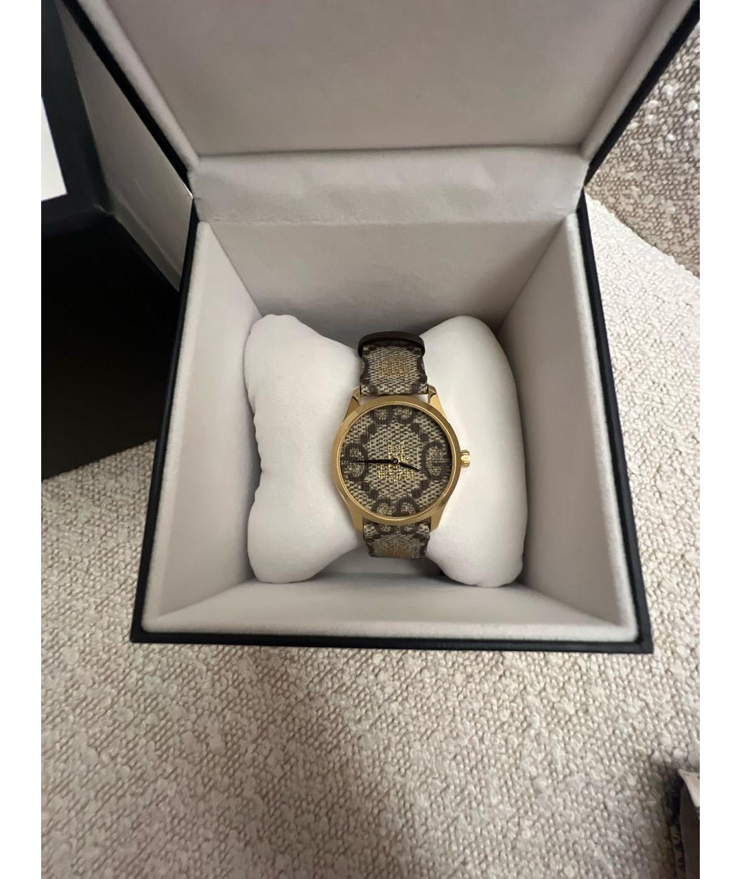 GUCCI Золотые кожаные часы, фото 6