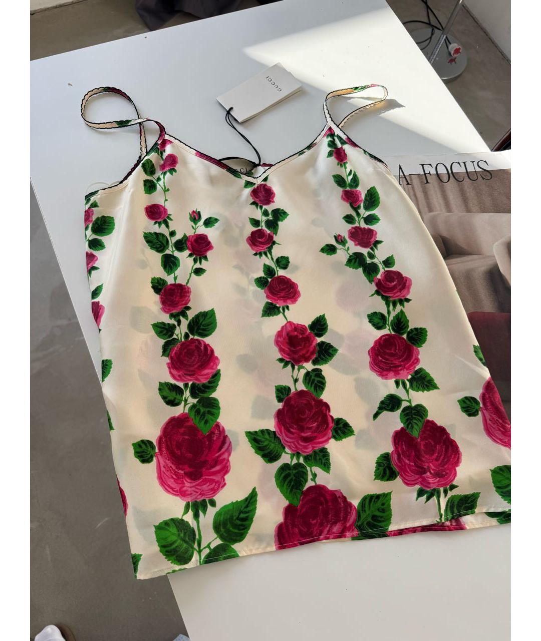 GUCCI Мульти шелковая майка, фото 8