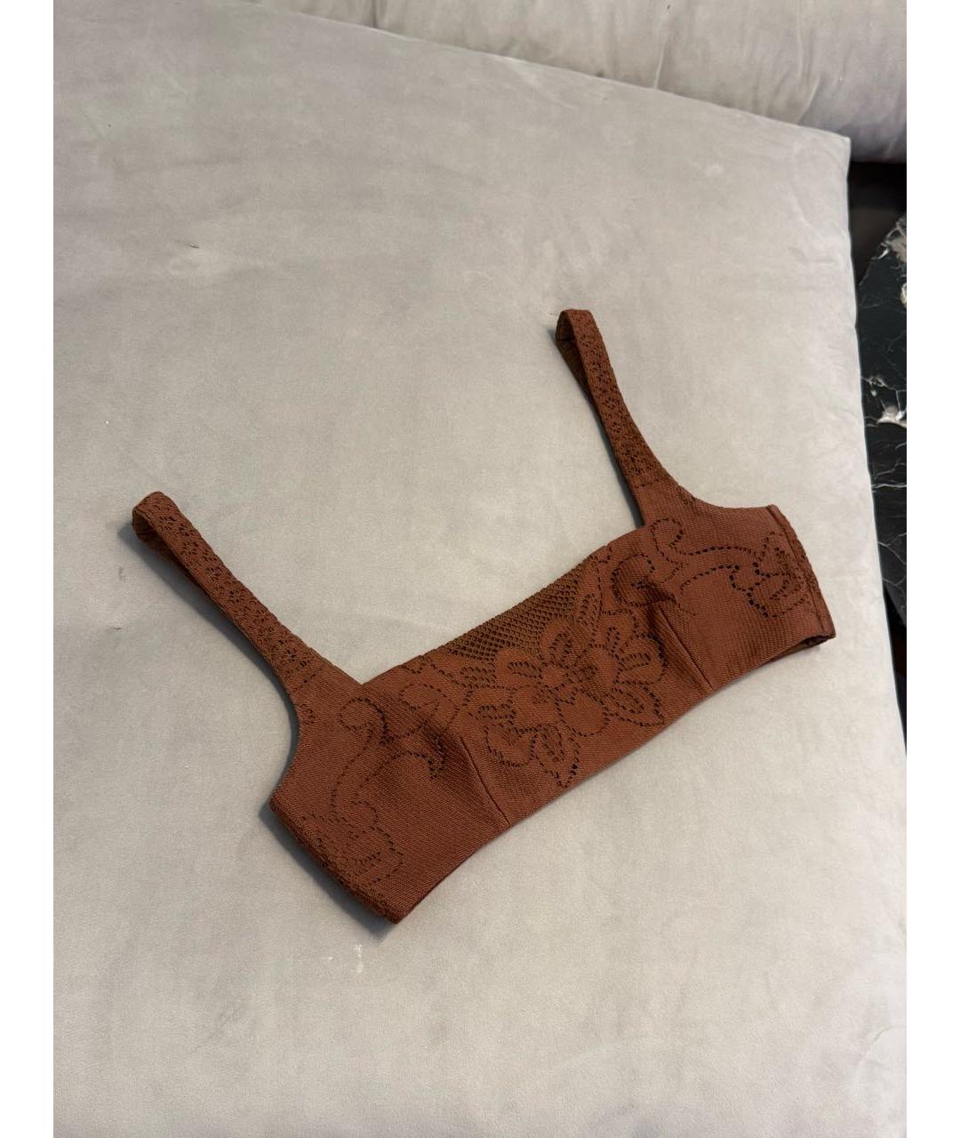 VALENTINO Коричневая хлопковая майка, фото 6