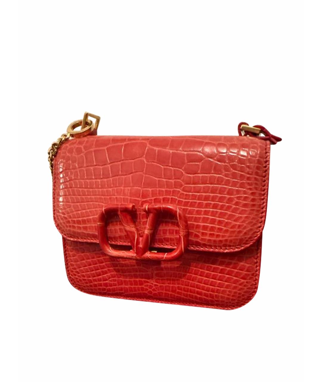 VALENTINO Красная сумка через плечо из экзотической кожи, фото 1