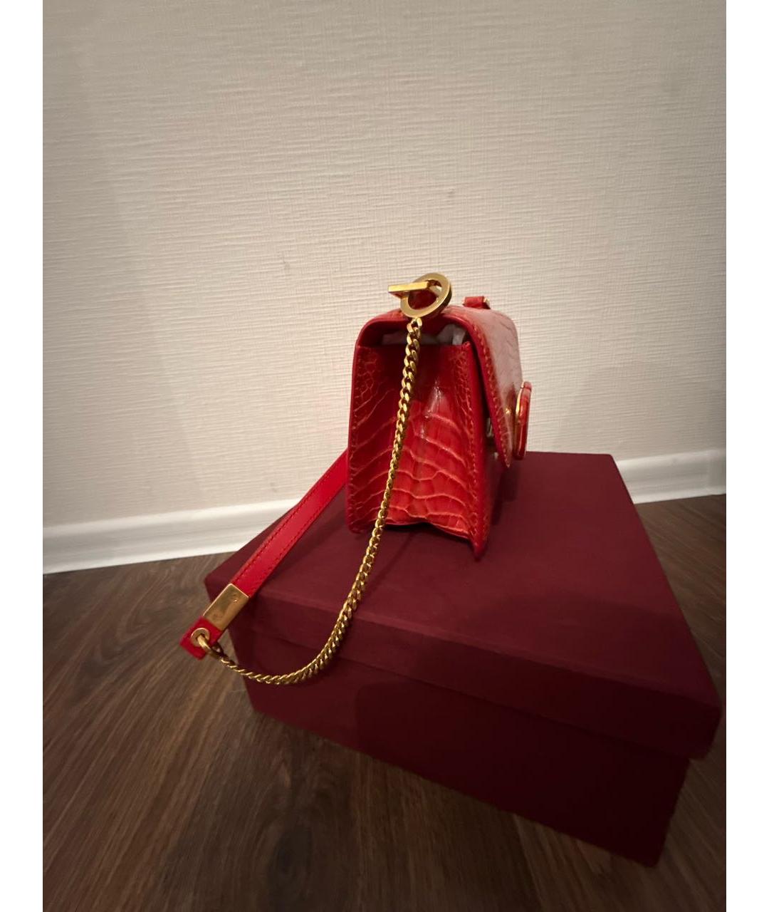 VALENTINO Красная сумка через плечо из экзотической кожи, фото 2