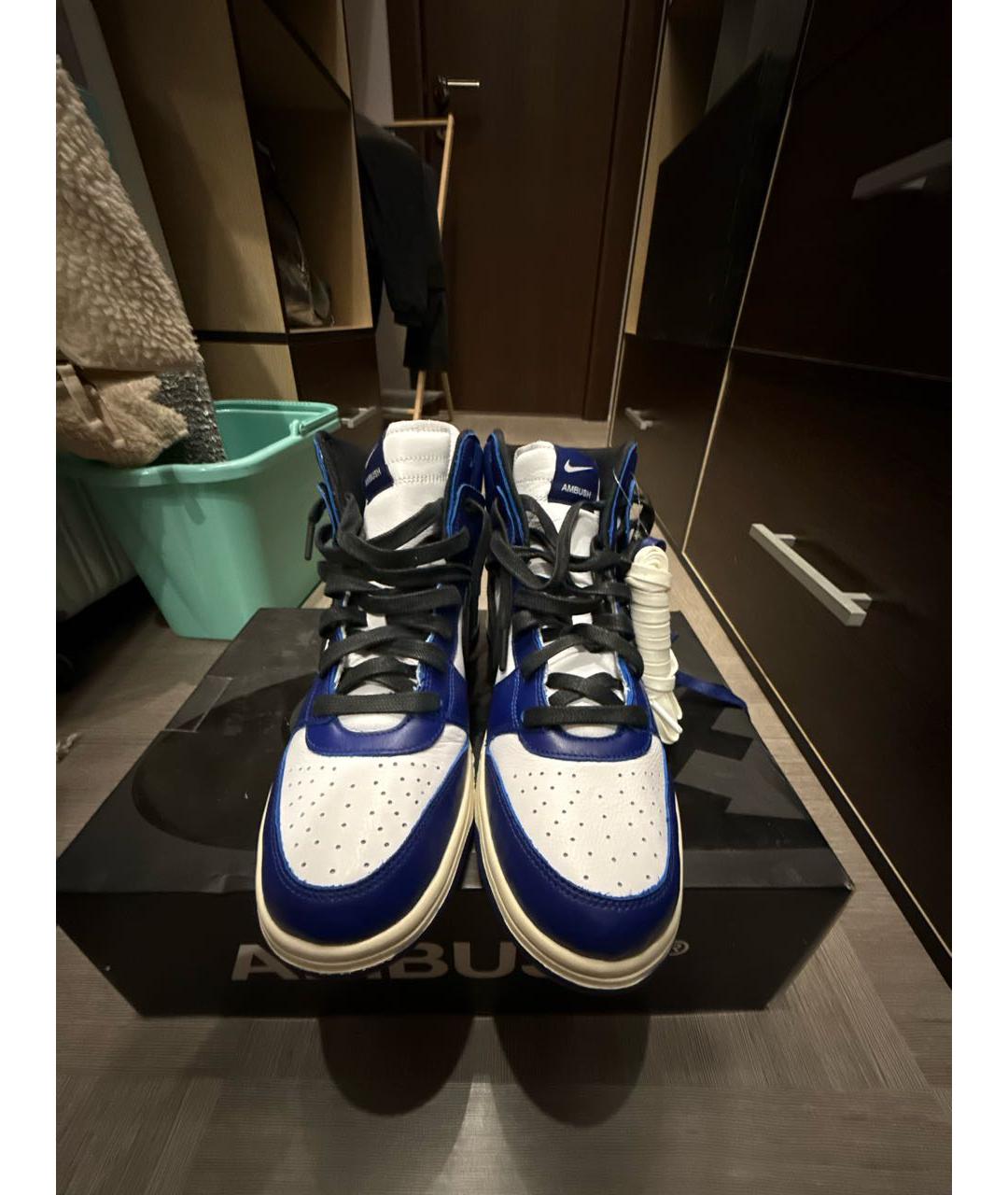 NIKE Синие кожаные низкие кроссовки / кеды, фото 2