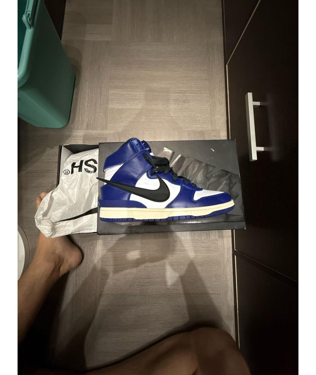 NIKE Синие кожаные низкие кроссовки / кеды, фото 6