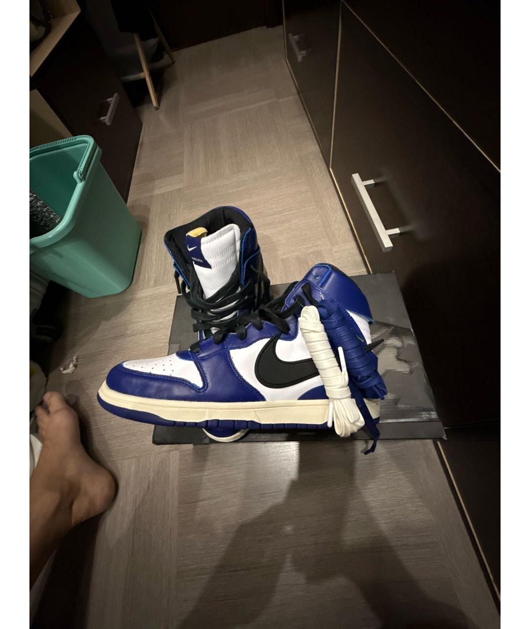 NIKE Синие кожаные низкие кроссовки / кеды, фото 5