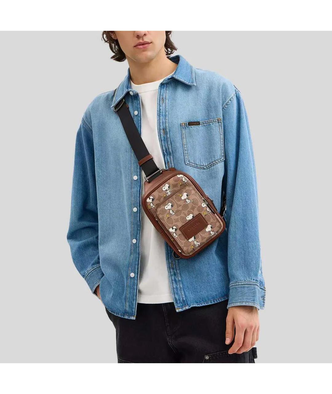 COACH Коричневая барсетка, фото 8