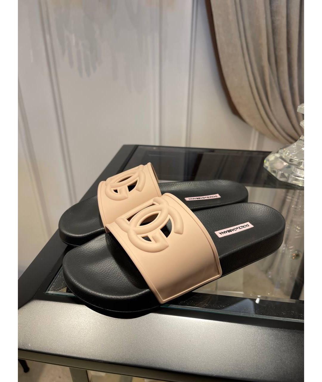 DOLCE&GABBANA Розовые резиновые шлепанцы, фото 2