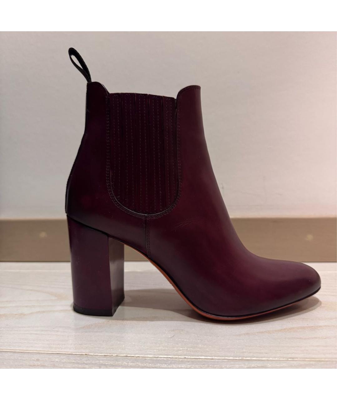 SANTONI Бордовые кожаные ботильоны, фото 5
