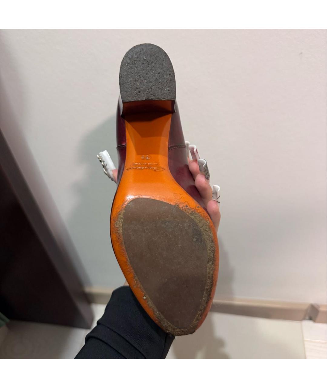 SANTONI Бордовые кожаные ботильоны, фото 4