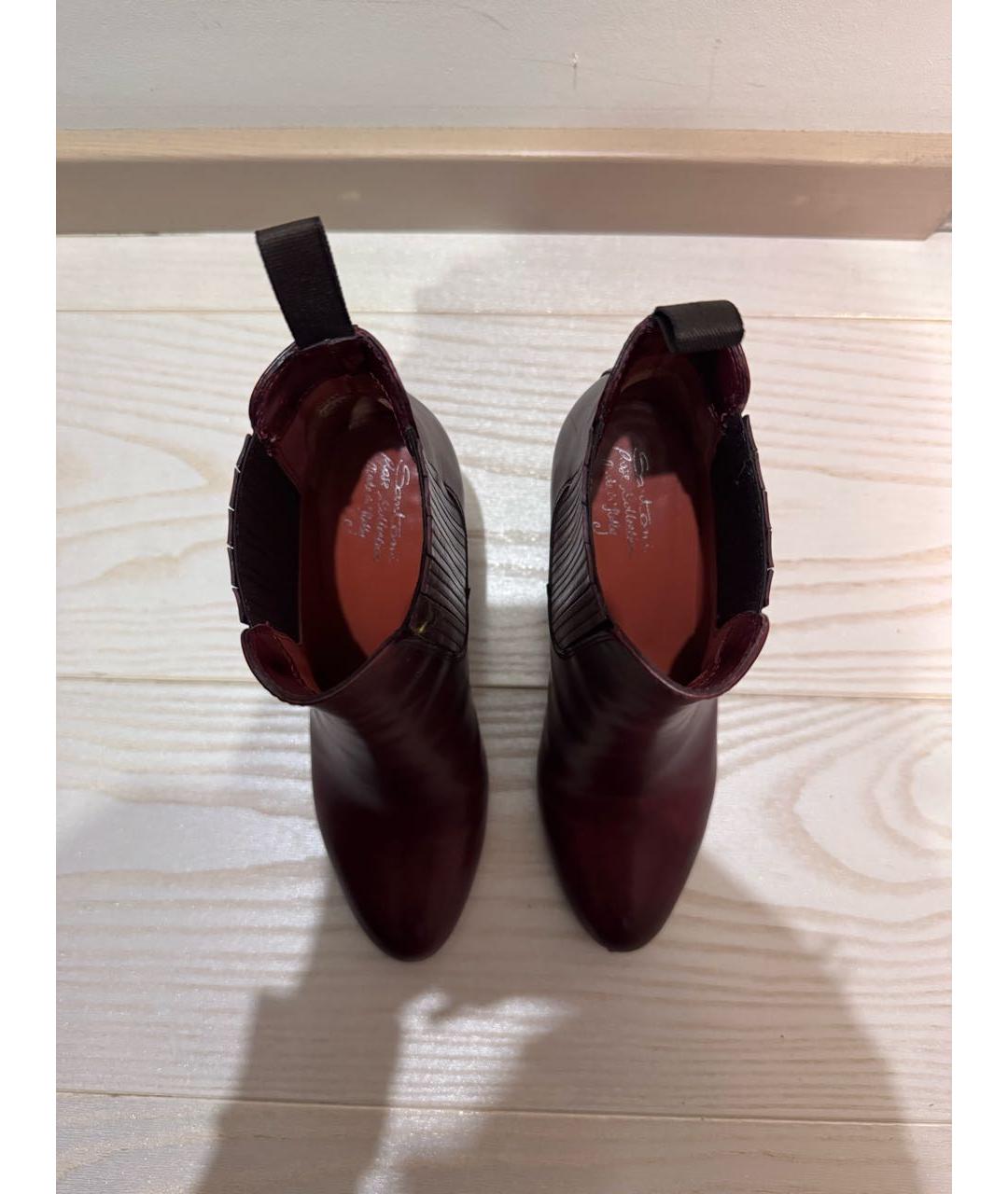 SANTONI Бордовые кожаные ботильоны, фото 2