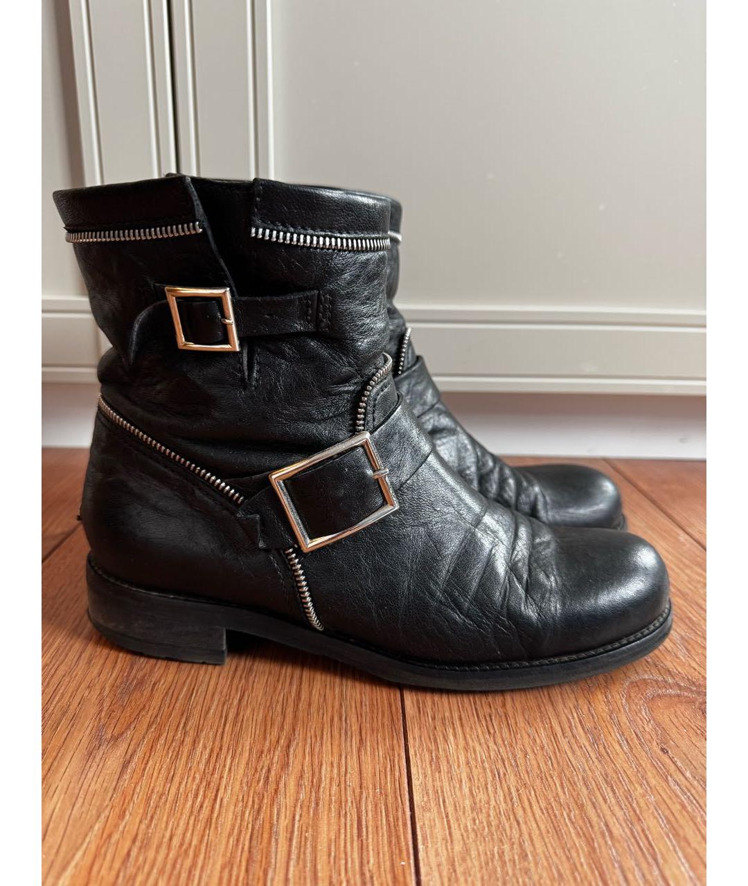JIMMY CHOO Черные кожаные полусапоги, фото 7
