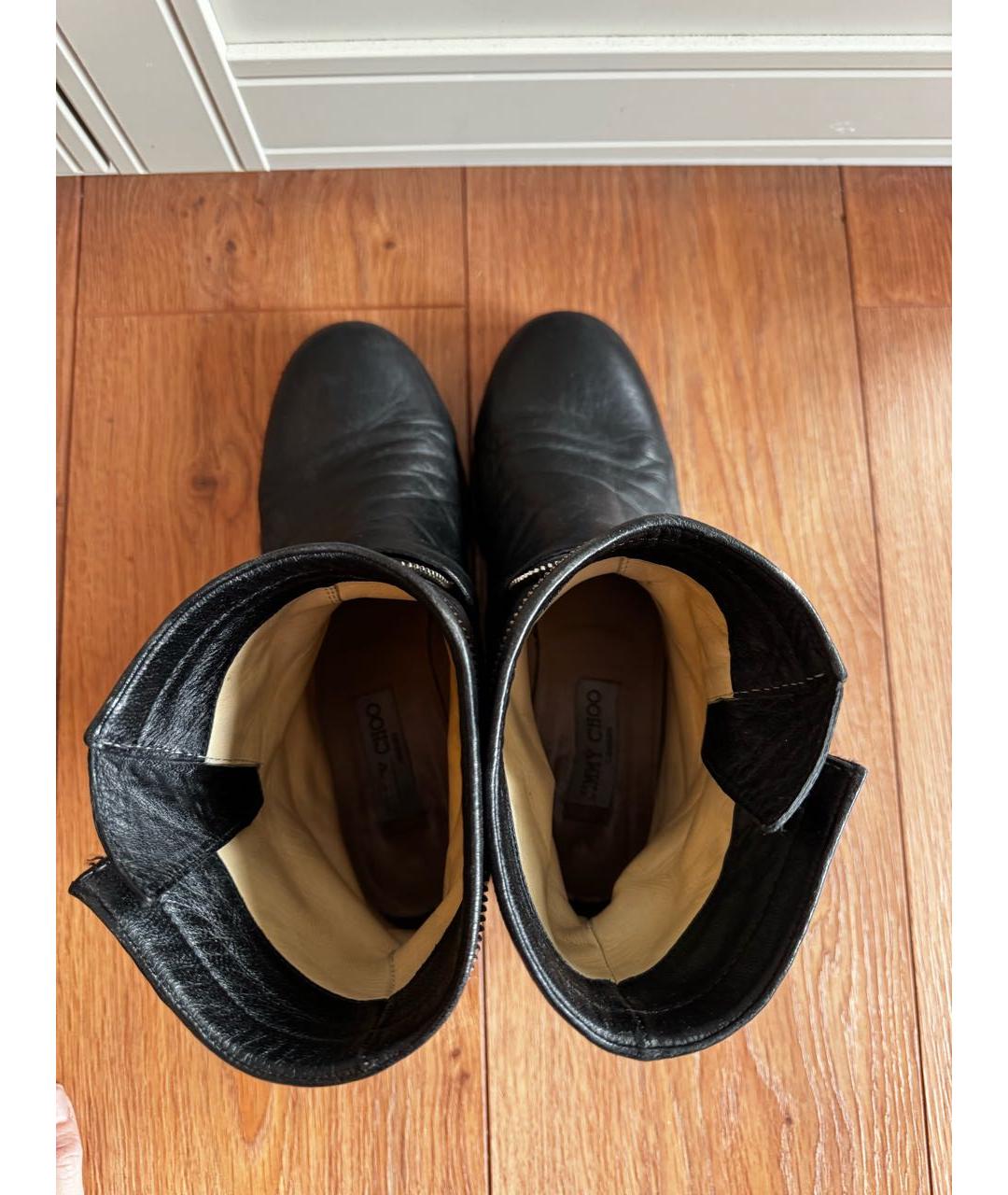JIMMY CHOO Черные кожаные полусапоги, фото 3