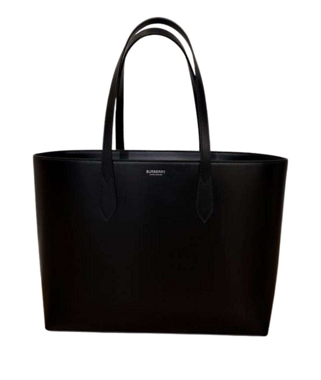 BURBERRY Черная кожаная сумка тоут, фото 1