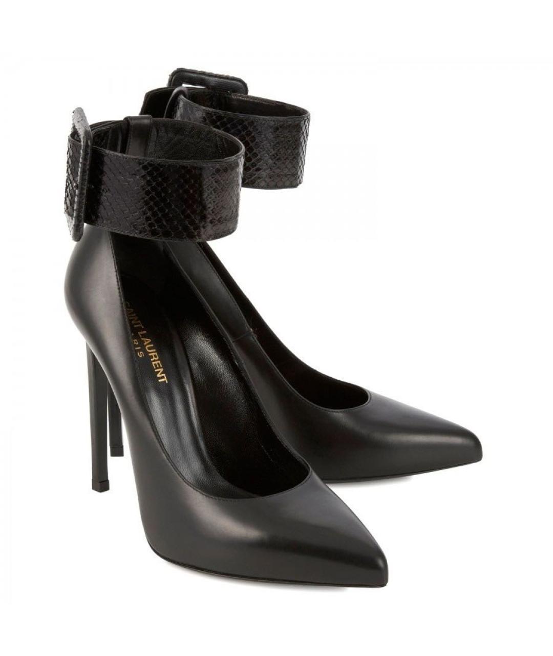 SAINT LAURENT Черные кожаные туфли, фото 2