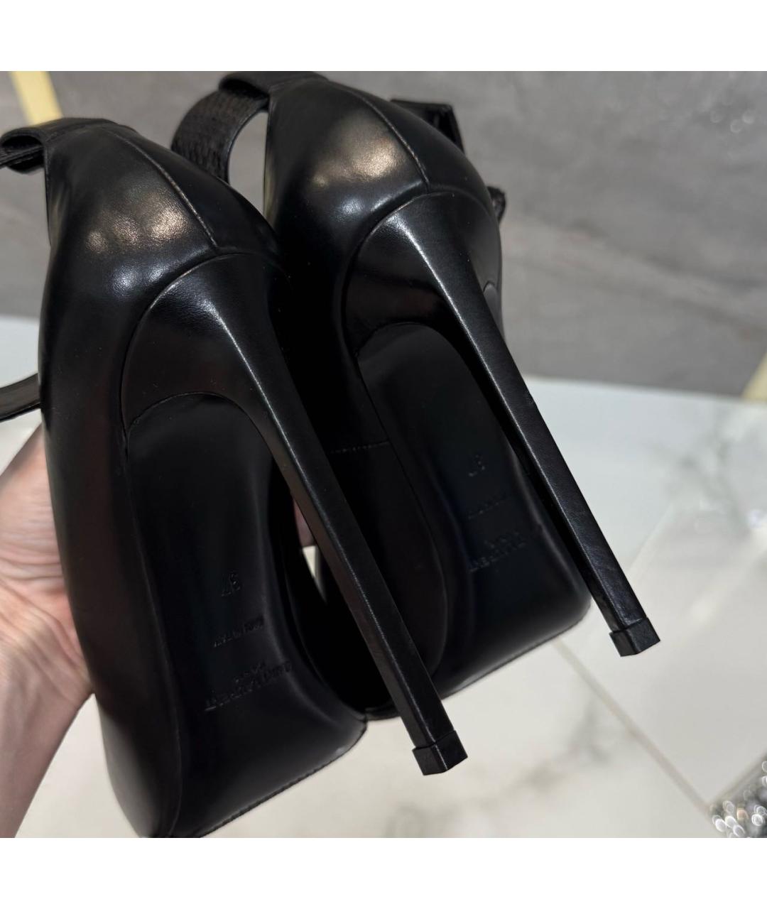 SAINT LAURENT Черные кожаные туфли, фото 5