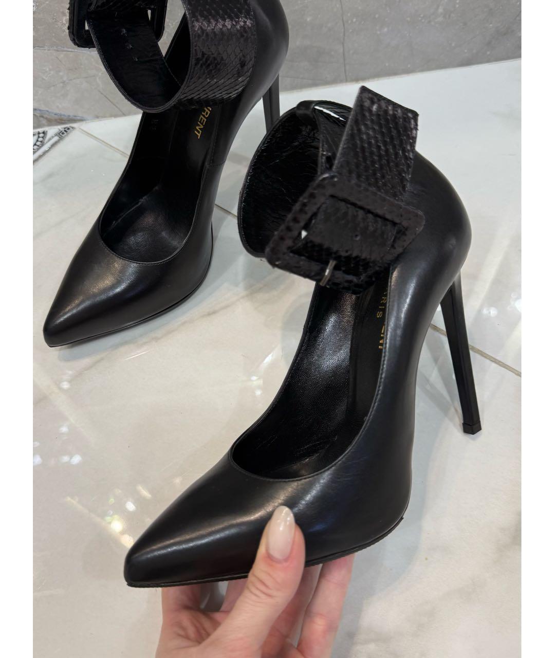 SAINT LAURENT Черные кожаные туфли, фото 4