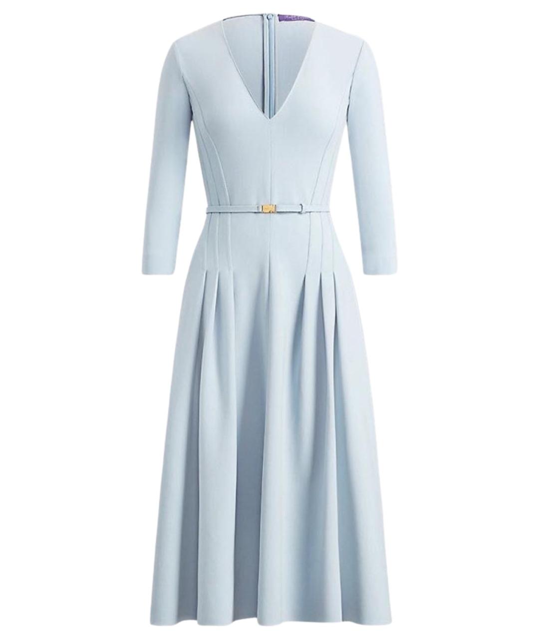 RALPH LAUREN COLLECTION Голубое шерстяное повседневное платье, фото 1