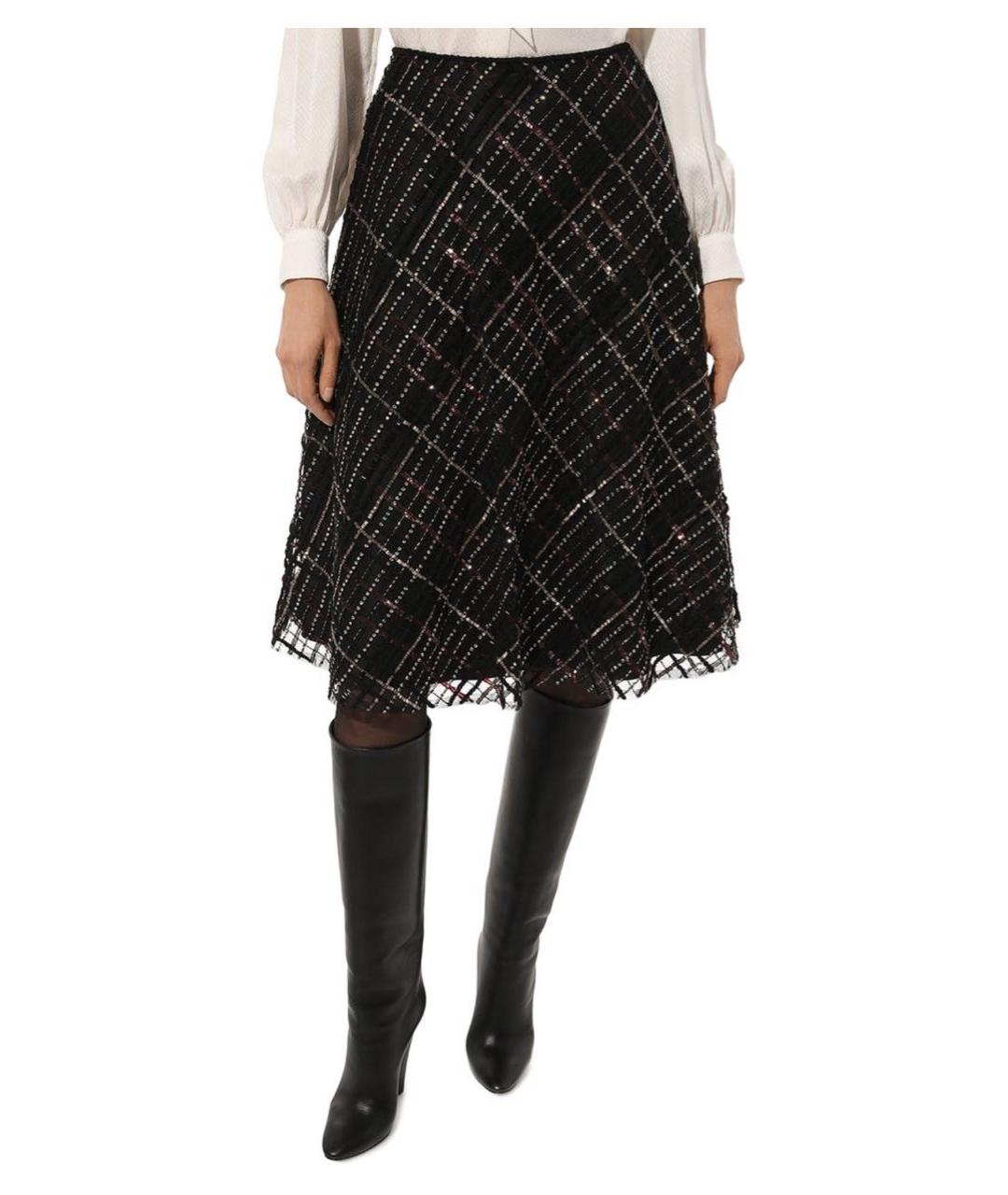 RALPH LAUREN COLLECTION Черная шелковая юбка миди, фото 3