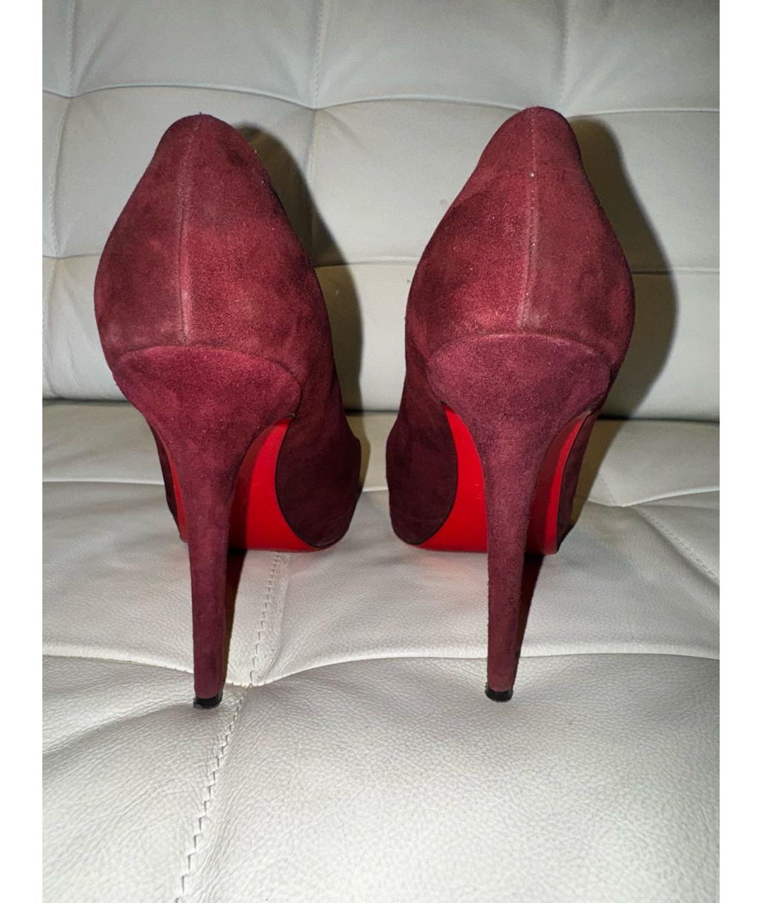CHRISTIAN LOUBOUTIN Бордовые замшевые туфли, фото 4