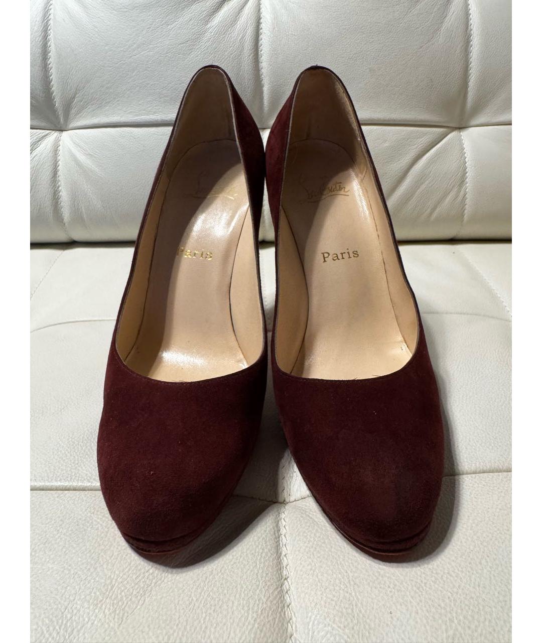 CHRISTIAN LOUBOUTIN Бордовые замшевые туфли, фото 2