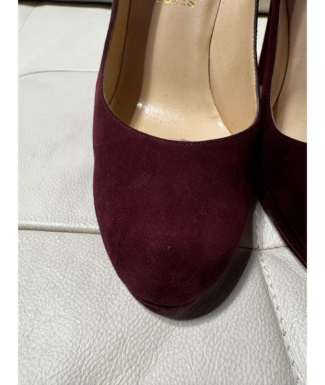 CHRISTIAN LOUBOUTIN Бордовые замшевые туфли, фото 6