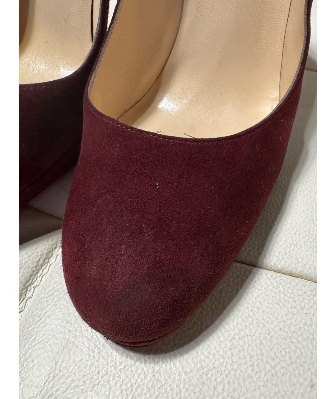 CHRISTIAN LOUBOUTIN Бордовые замшевые туфли, фото 5