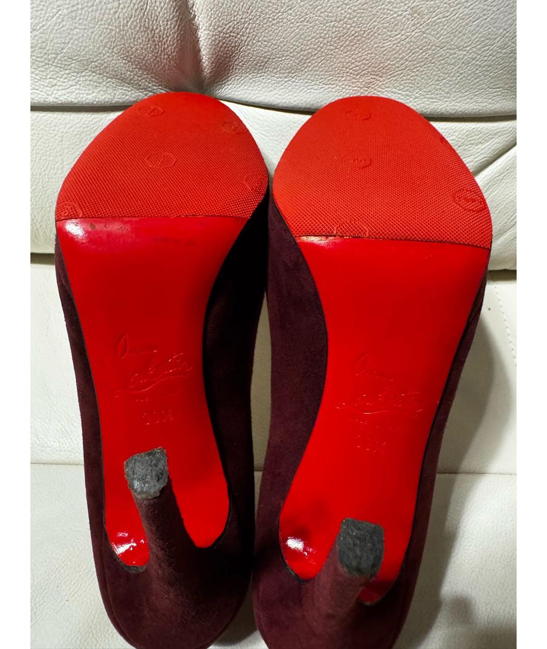 CHRISTIAN LOUBOUTIN Бордовые замшевые туфли, фото 8
