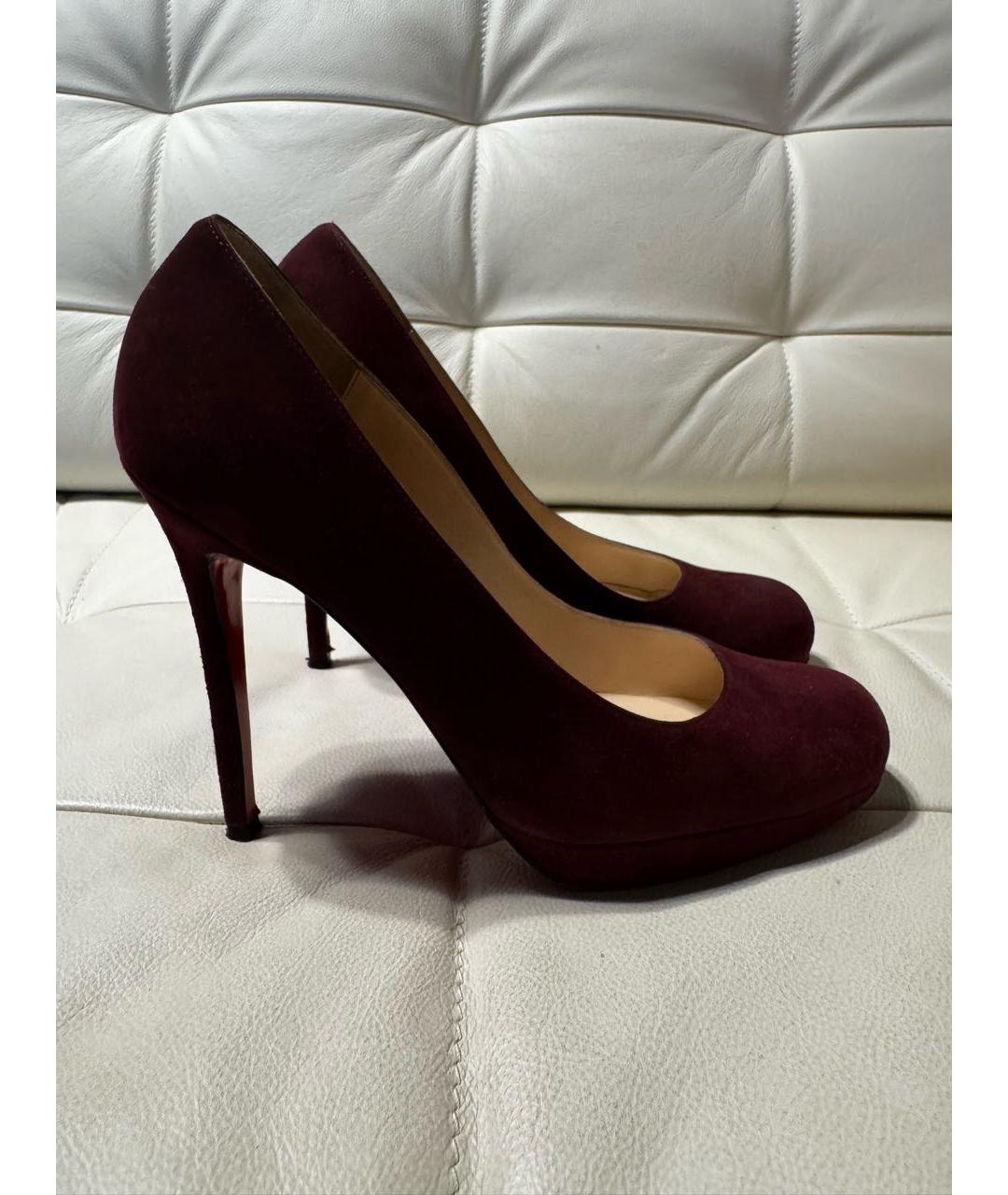 CHRISTIAN LOUBOUTIN Бордовые замшевые туфли, фото 9