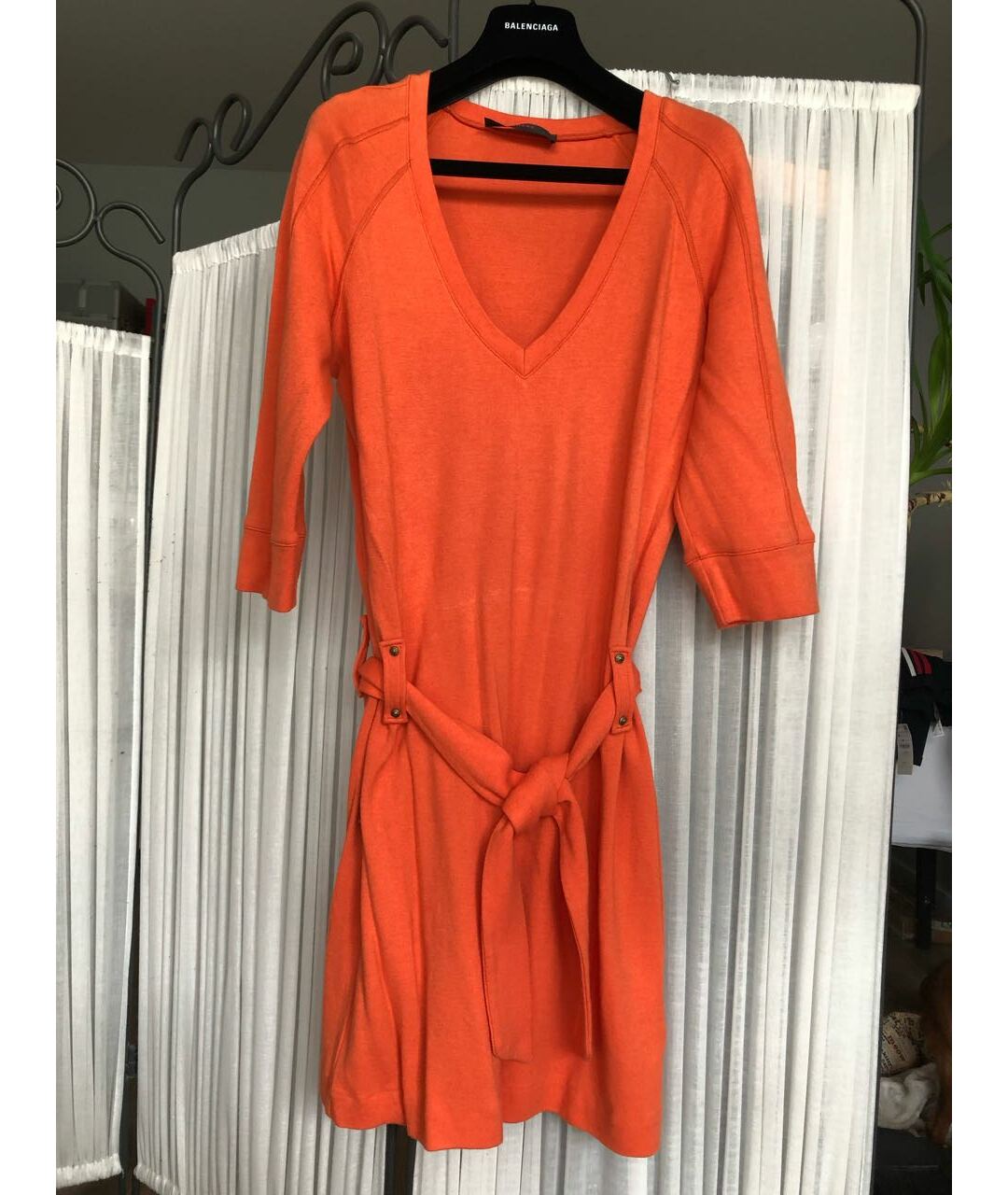 VERSUS VERSACE Оранжевое шерстяное повседневное платье, фото 2