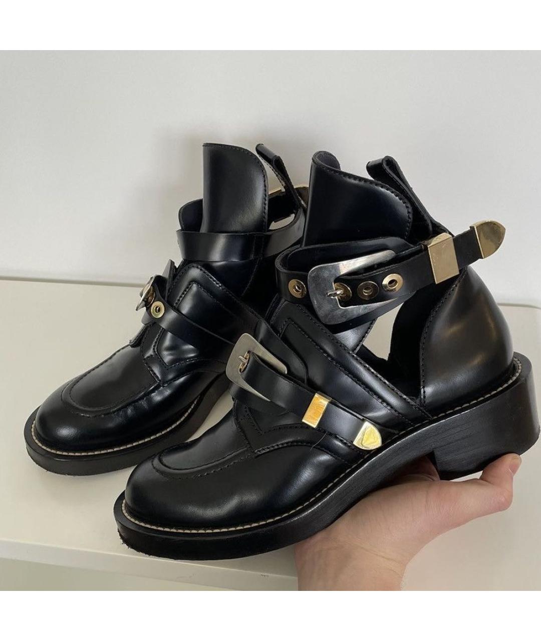 BALENCIAGA Черные кожаные ботильоны, фото 3