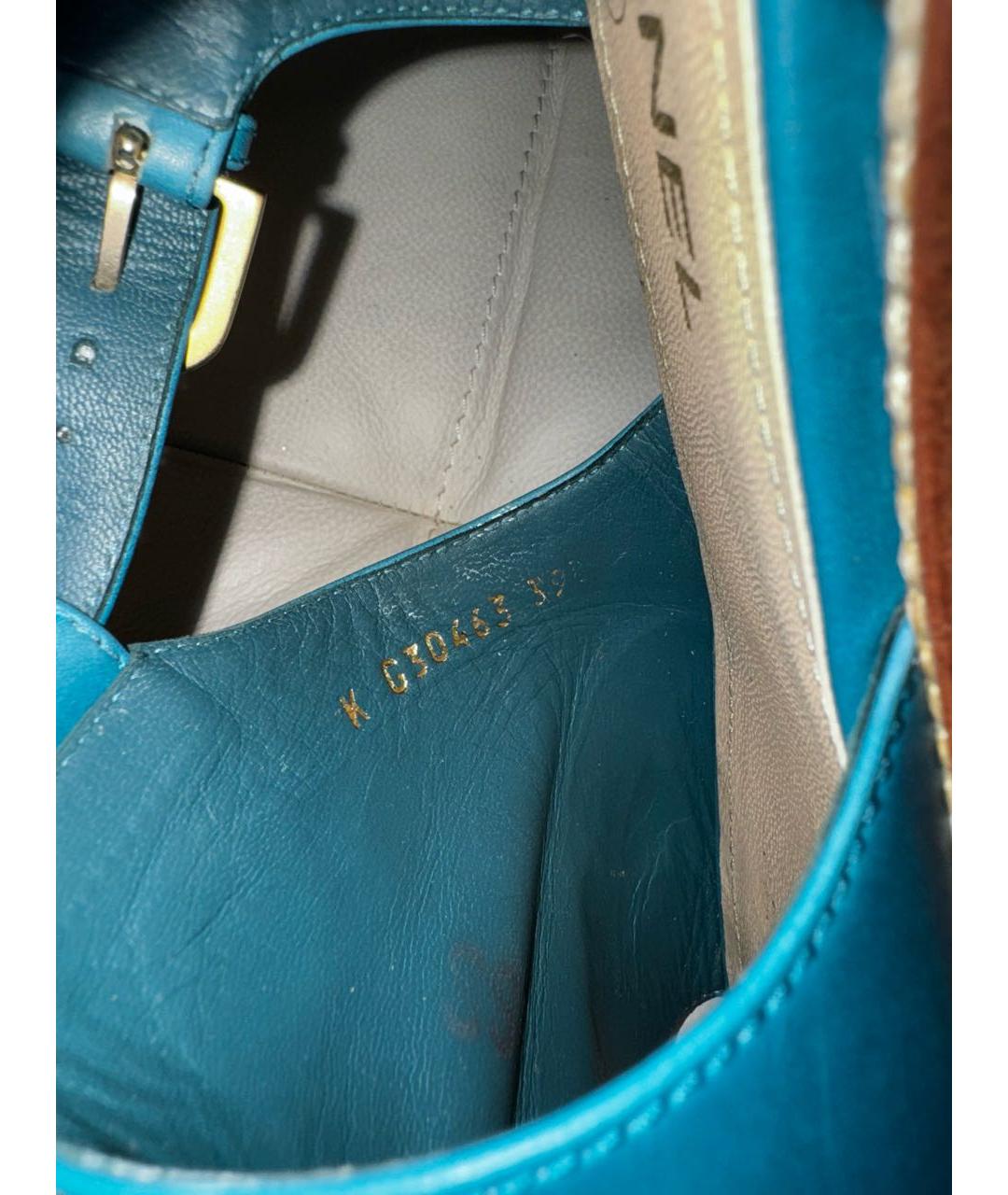 CHANEL Бирюзовые кожаные сандалии, фото 5