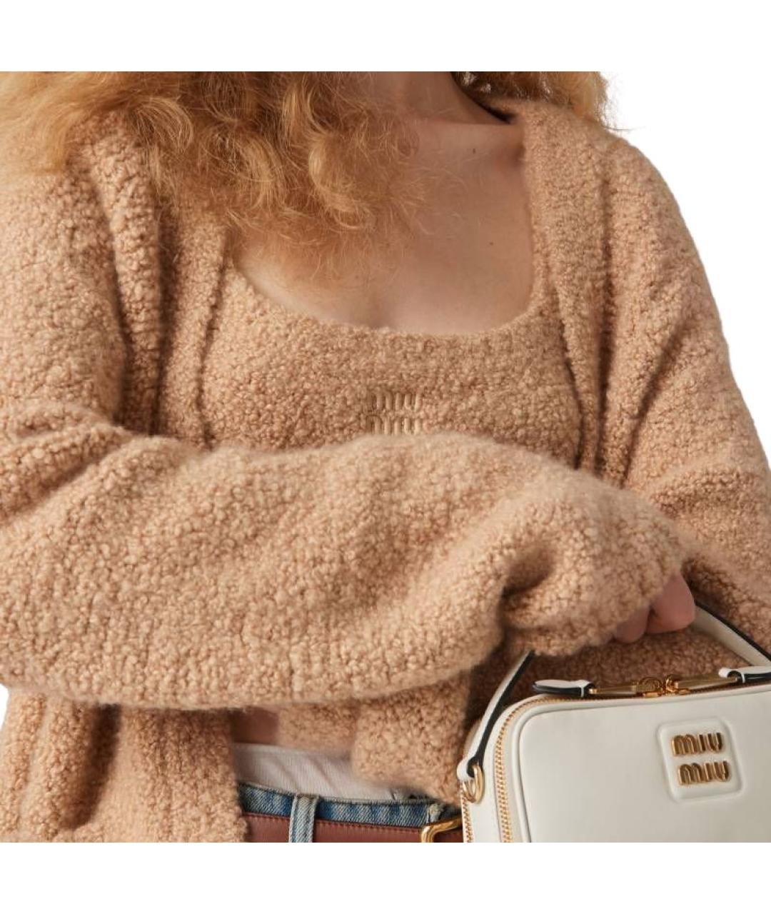 MIU MIU Бежевый кардиган, фото 4