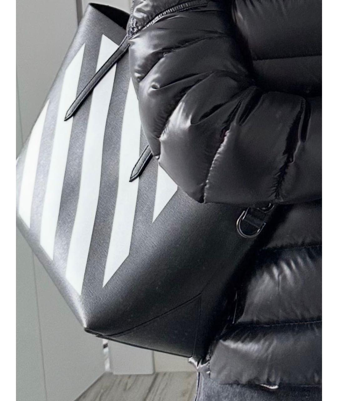 OFF-WHITE Черная кожаная сумка тоут, фото 2