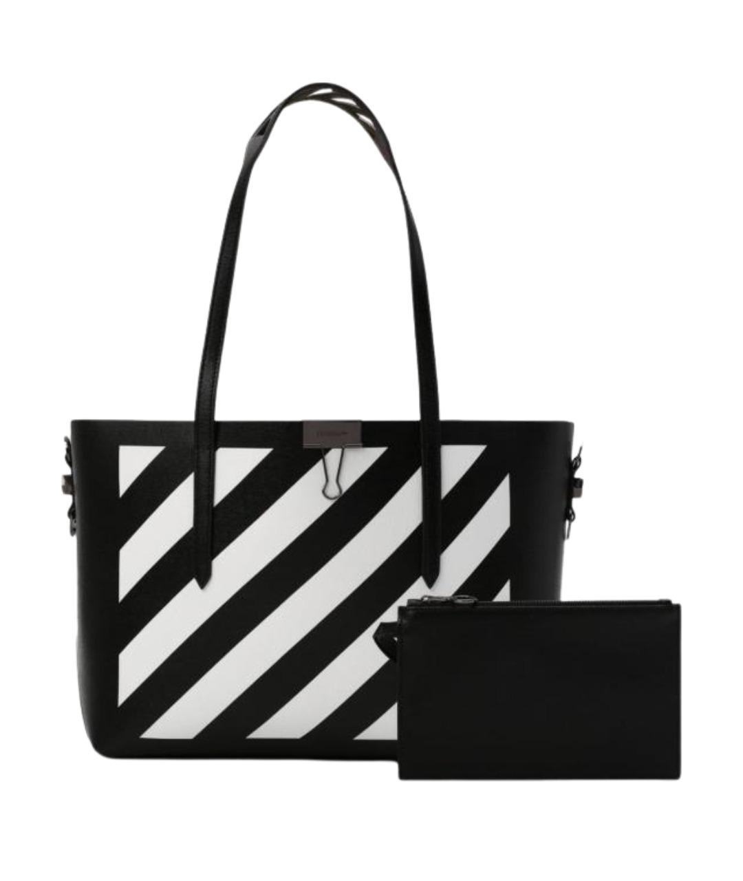 OFF-WHITE Черная кожаная сумка тоут, фото 1